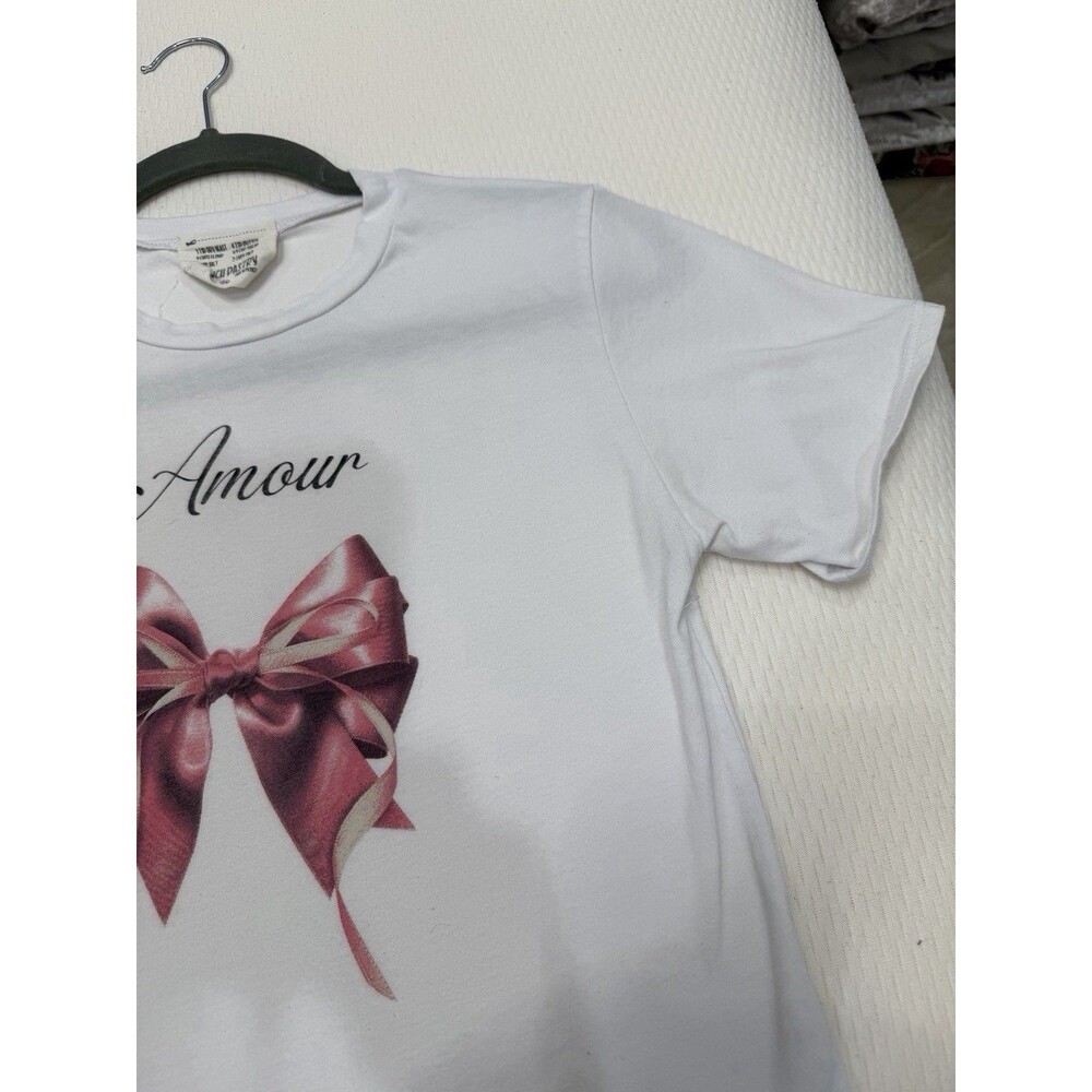 French Pastry Amour Bow Graphic White Short Sleeve T-Shirt Girls